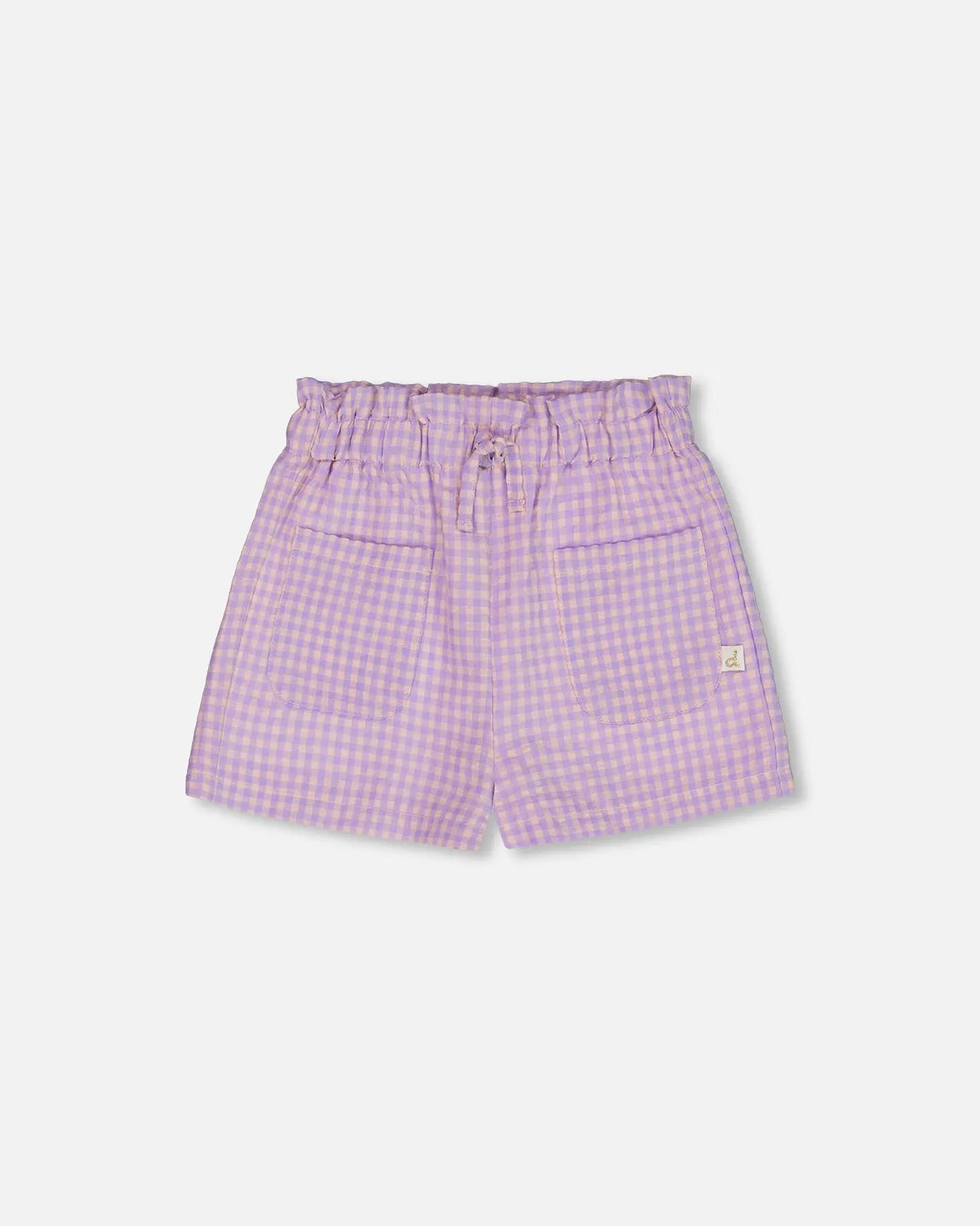 Printed Gingham Short Lilac And Pink | Deux par Deux | Jenni Kidz