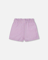 Printed Gingham Short Lilac And Pink | Deux par Deux | Jenni Kidz