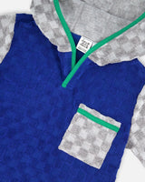 Printed Hooded Terry Top And Shorts Set Blue And Gray | Deux par Deux | Jenni Kidz