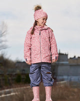 Printed Jacket Two-Piece Mid-Season Outerwear Set Small White Flowers On Pale Pink And Gray | Deux par Deux | Jenni Kidz