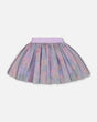 Printed Mesh Skirt Lilac Tropical And Pink Flamingos | Deux par Deux | Jenni Kidz