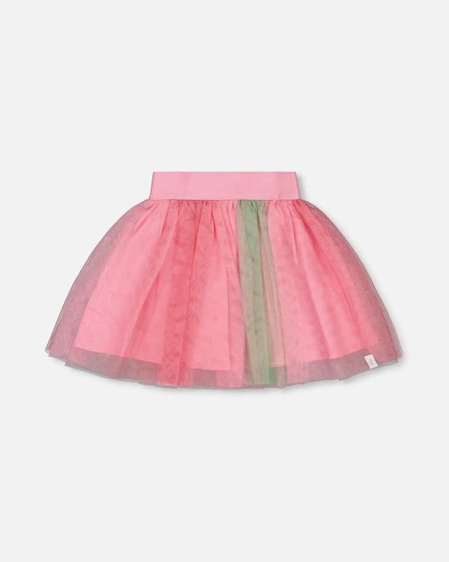 Printed Mesh Skirt Pink And Green | Deux par Deux | Jenni Kidz