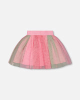 Printed Mesh Skirt Pink And Green | Deux par Deux | Jenni Kidz