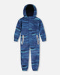 Printed Mid-Season One-Piece Outerwear Blue Wave And Black | Deux par Deux | Jenni Kidz