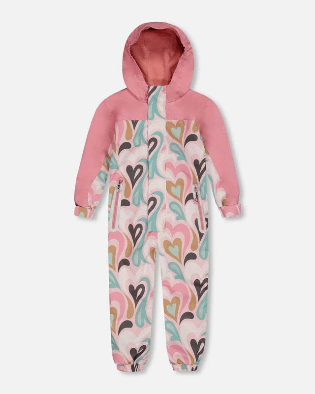 Printed Mid-Season One-Piece Outerwear Light Pink With Hearts | Deux par Deux | Jenni Kidz