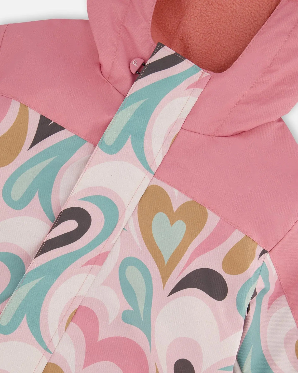 Printed Mid-Season One-Piece Outerwear Light Pink With Hearts | Deux par Deux | Jenni Kidz