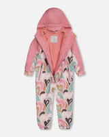 Printed Mid-Season One-Piece Outerwear Light Pink With Hearts | Deux par Deux | Jenni Kidz