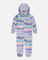 Printed Mid-Season One-Piece Outerwear Mauve And Blue, Pink Mountain | Deux par Deux | Jenni Kidz