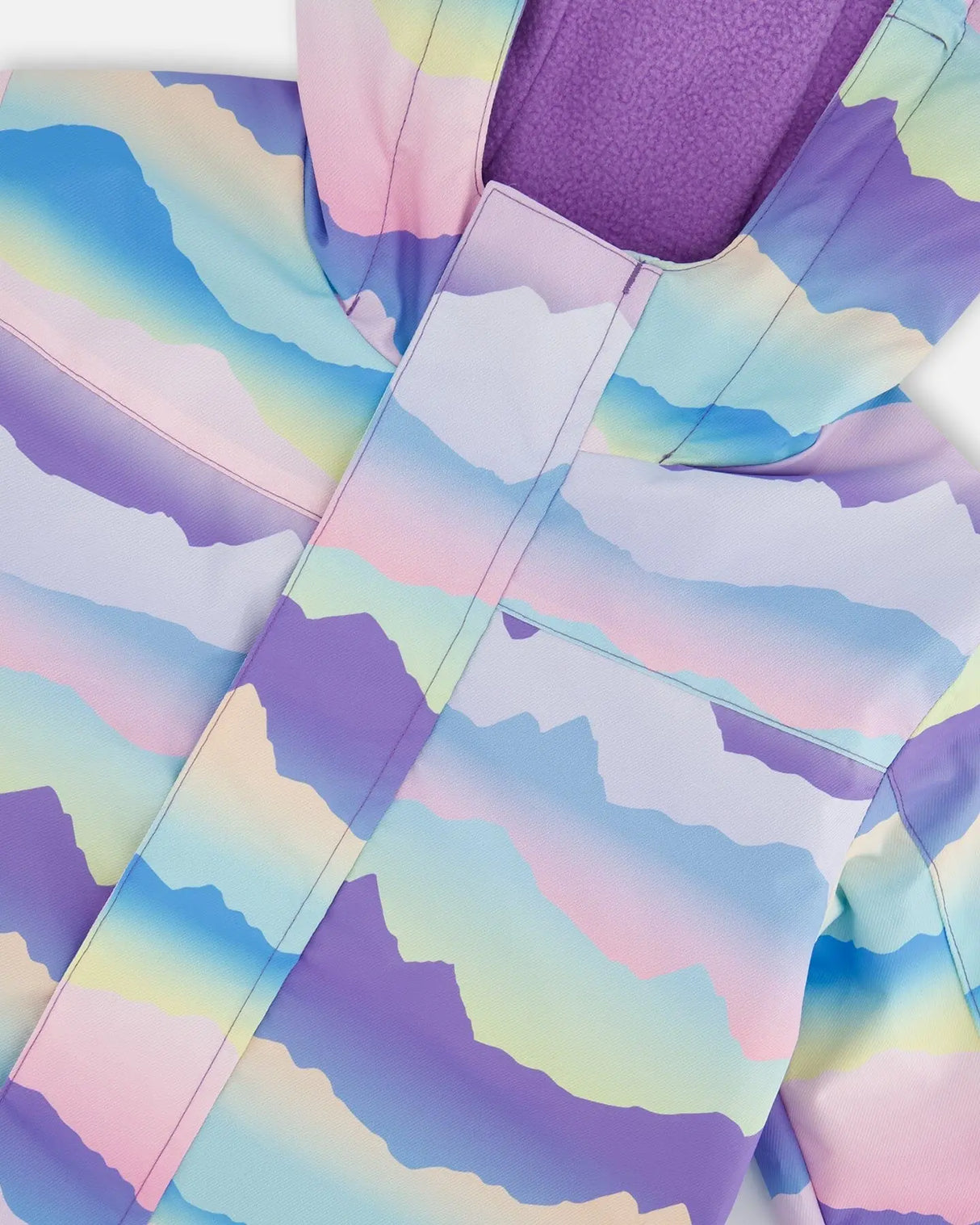 Printed Mid-Season One-Piece Outerwear Mauve And Blue, Pink Mountain | Deux par Deux | Jenni Kidz