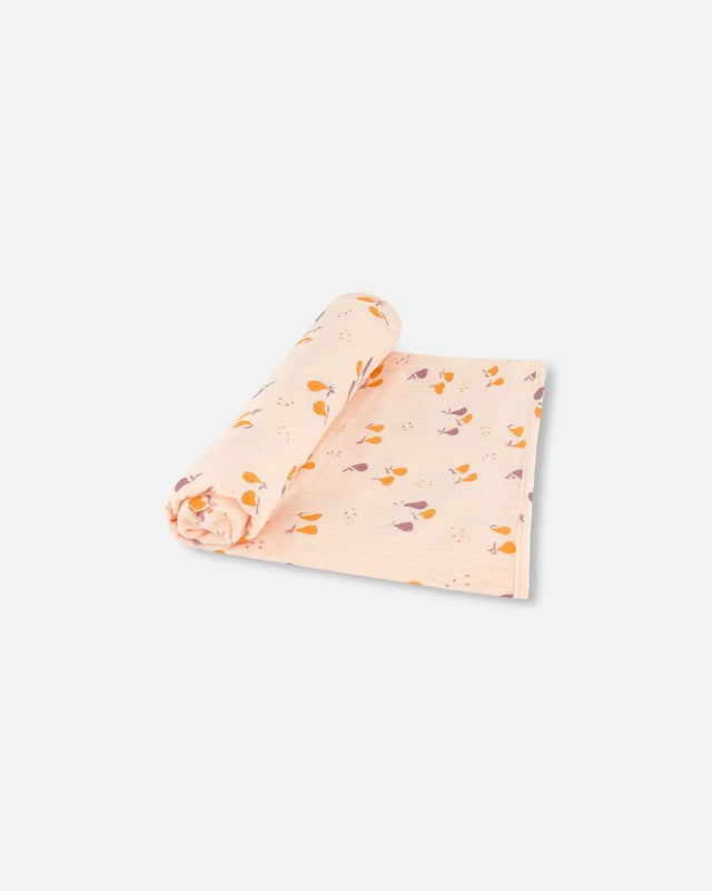 Printed Muslin Blanket Peach With Pears | Deux par Deux | Jenni Kidz