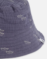 Printed Muslin Bucket Hat Navy Blue Paper Boats | Deux par Deux | Jenni Kidz