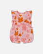 Printed Muslin Romper Pink And Coral Flowers | Deux par Deux | Jenni Kidz