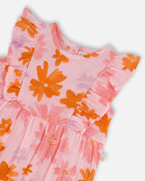 Printed Muslin Romper Pink And Coral Flowers | Deux par Deux | Jenni Kidz