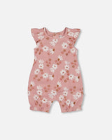 Printed Muslin Romper Pink And White Flowers | Deux par Deux | Jenni Kidz