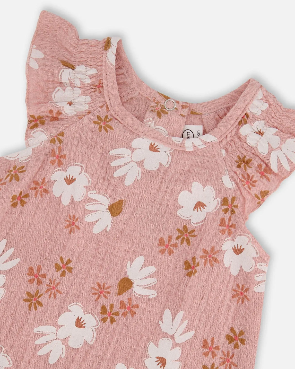 Printed Muslin Romper Pink And White Flowers | Deux par Deux | Jenni Kidz