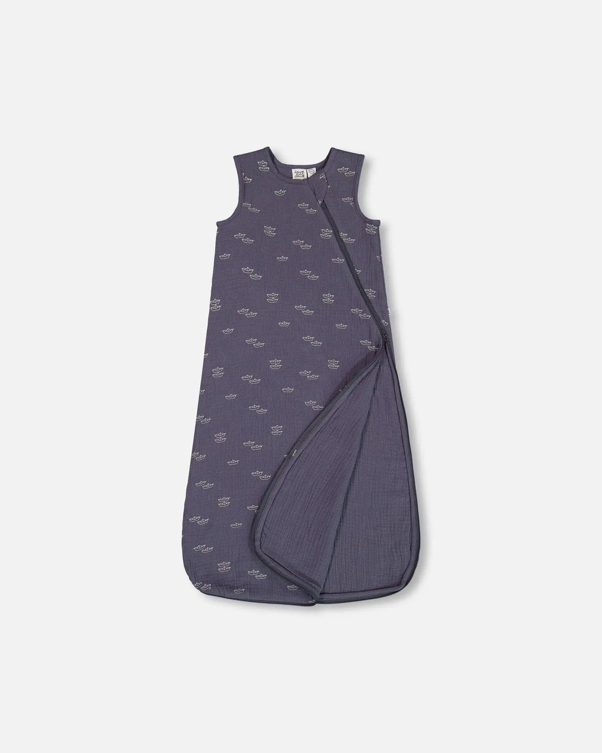 Printed Muslin Sleep Sack Navy Blue Paper Boats | Deux par Deux | Jenni Kidz