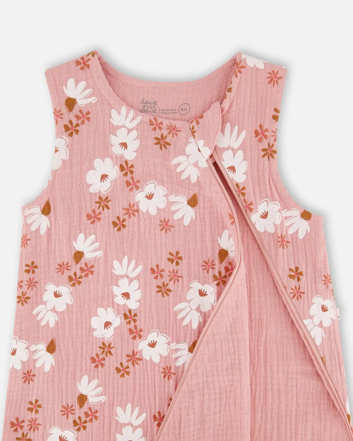 Printed Muslin Sleep Sack Pink And White Flowers | Deux par Deux | Jenni Kidz