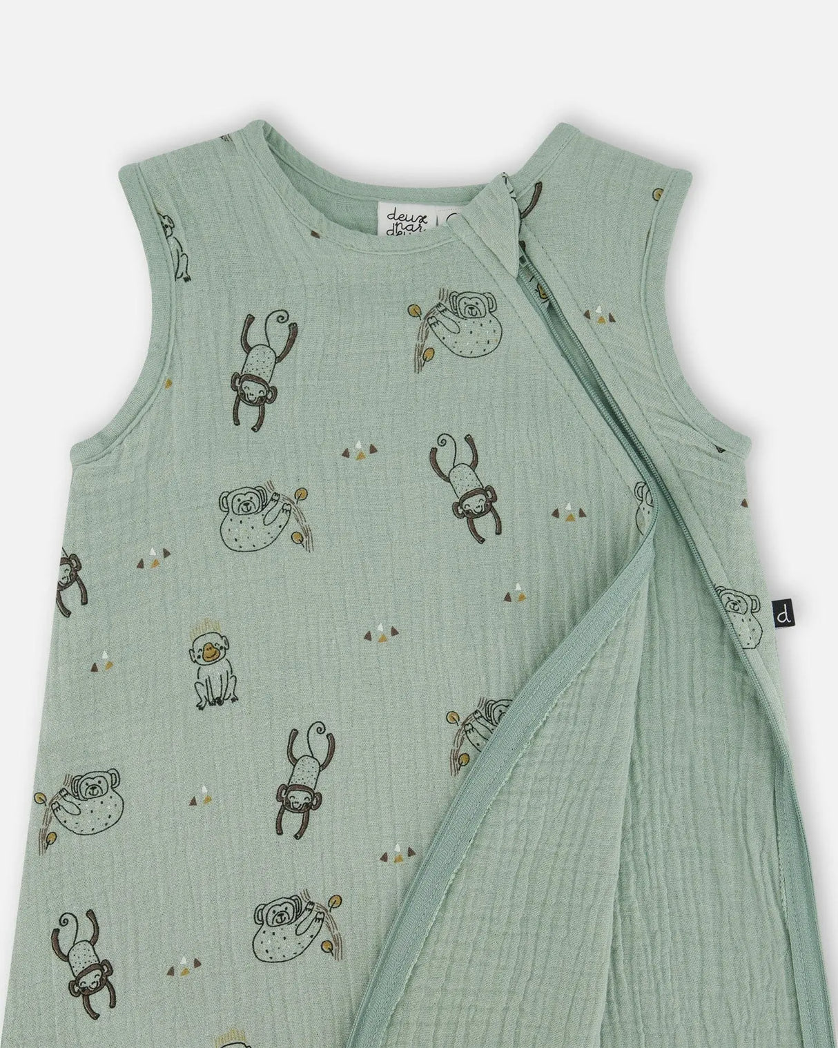 Printed Muslin Sleep Sack Sage Monkey | Deux par Deux | Jenni Kidz