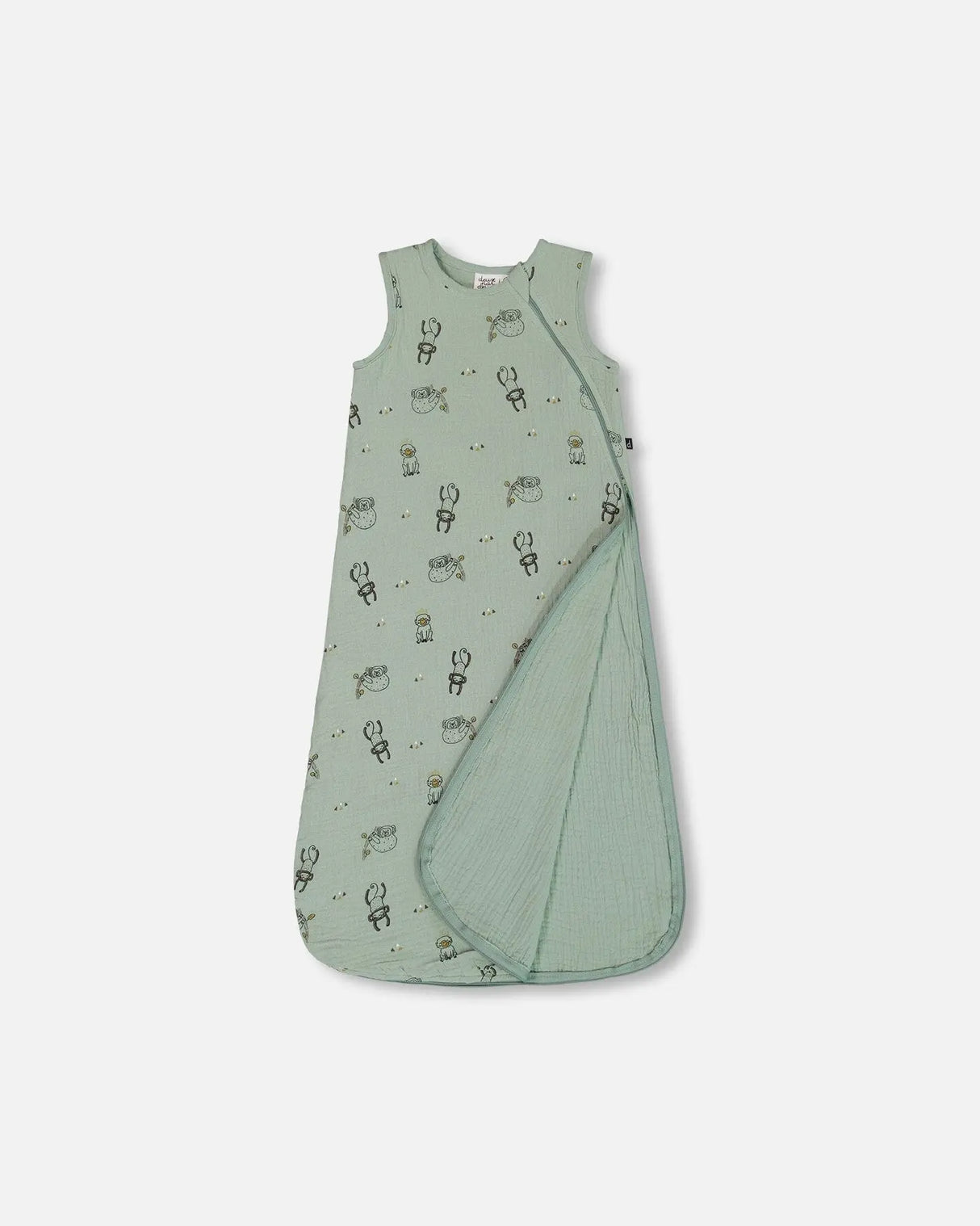 Printed Muslin Sleep Sack Sage Monkey | Deux par Deux | Jenni Kidz