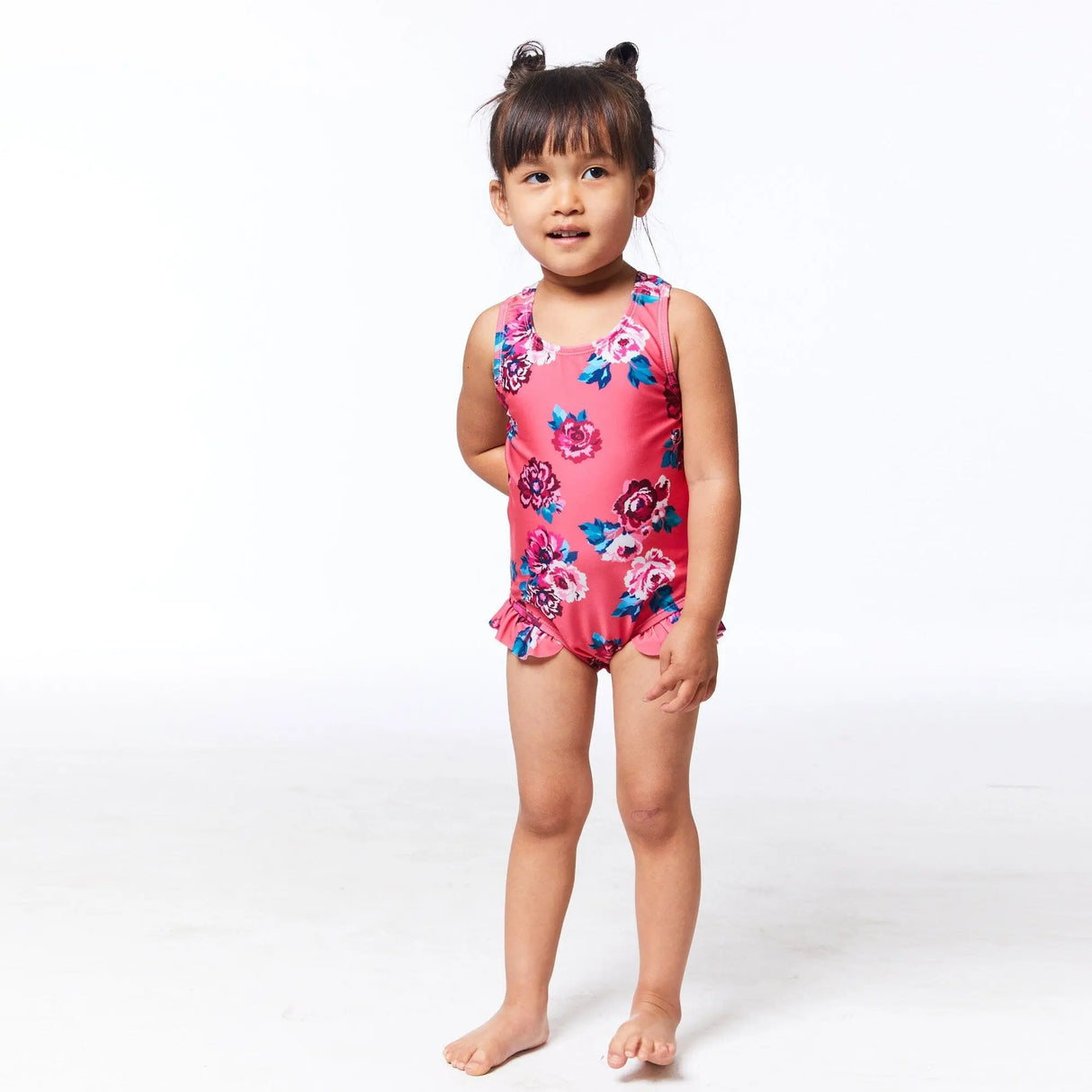 Printed One Piece Bathing Suit Pink Roses (Copy) | Deux par Deux | Jenni Kidz