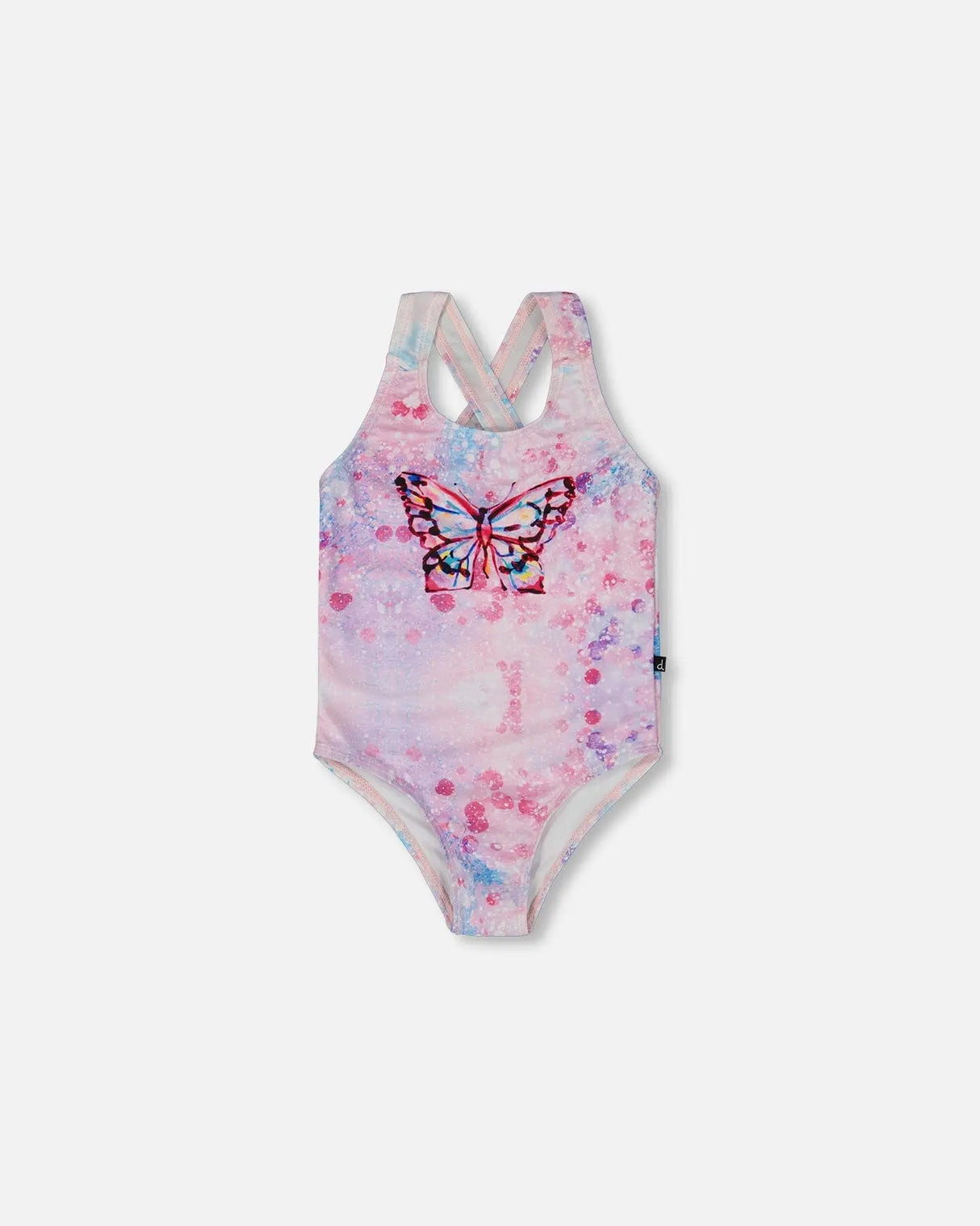 Printed One-Piece Swimsuit Pink Butterflies With Bubble Effects | Deux par Deux | Jenni Kidz