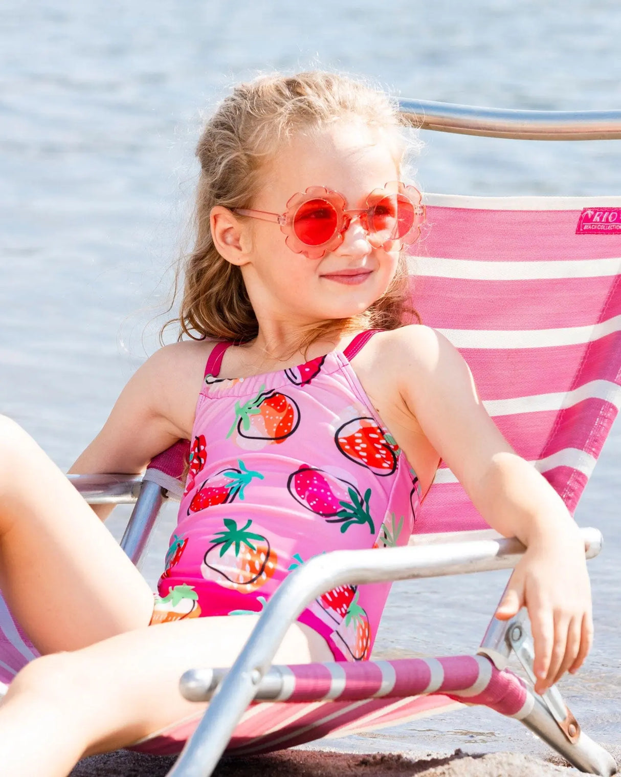 Printed One-Piece Swimsuit Pink Gradient Strawberry | Deux par Deux | Jenni Kidz