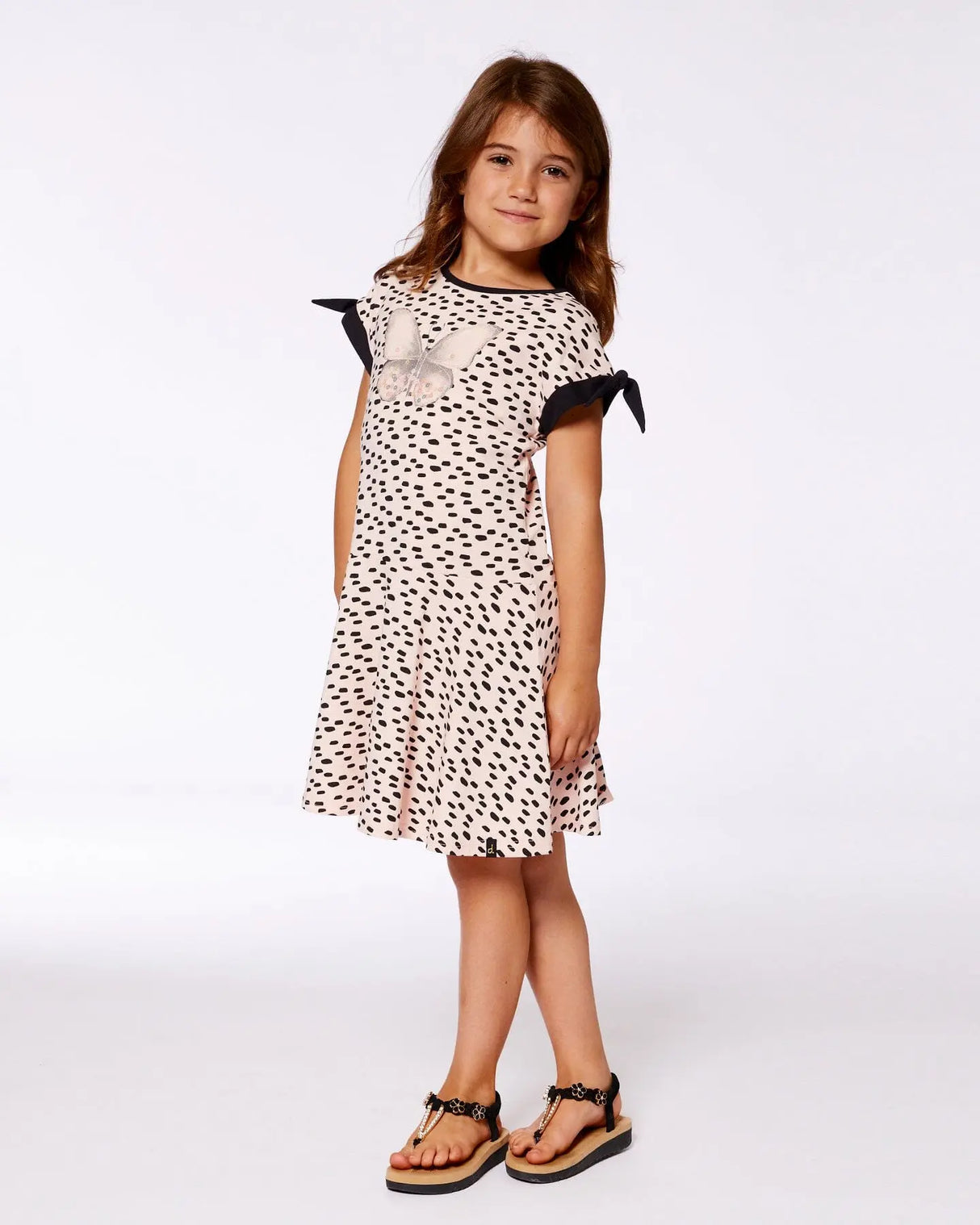 Printed Organic Cotton Dress Black And Pink Butterflies | Deux par Deux | Jenni Kidz