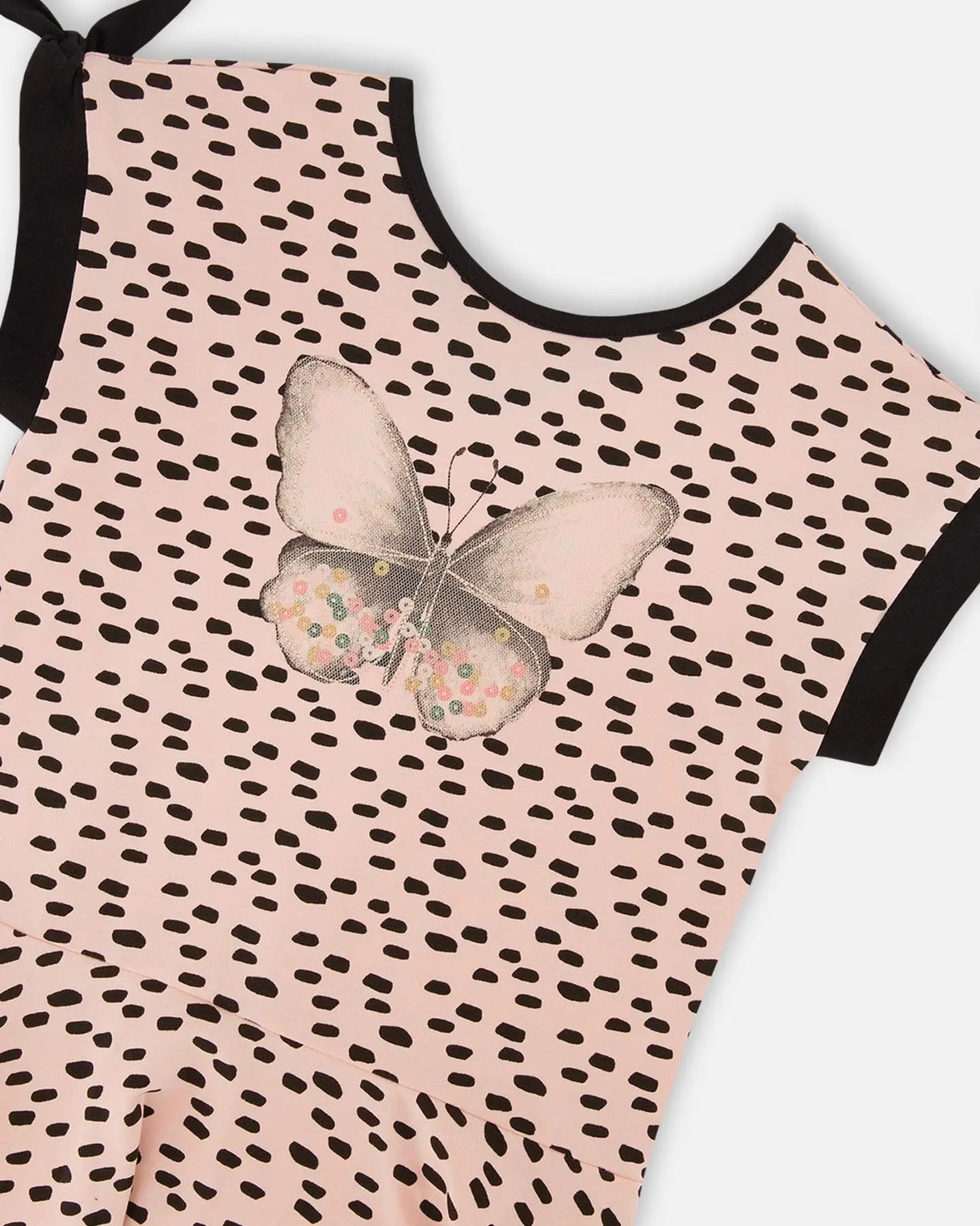 Printed Organic Cotton Dress Black And Pink Butterflies | Deux par Deux | Jenni Kidz