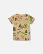 Printed Organic Cotton Tee Camping Beige | Deux par Deux | Jenni Kidz