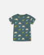 Printed Organic Cotton Tee Teal And Peach | Deux par Deux | Jenni Kidz