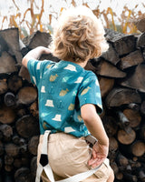 Printed Organic Cotton Tee Teal And Peach | Deux par Deux | Jenni Kidz