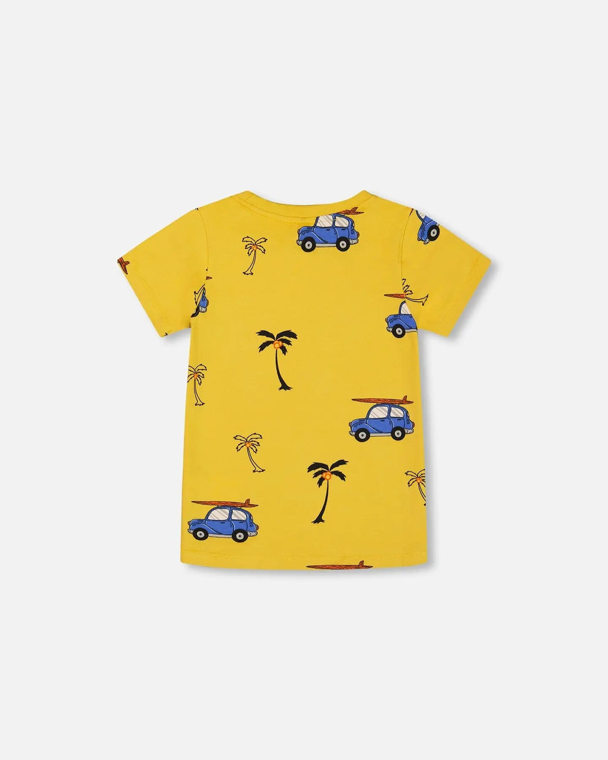 Printed Organic Cotton Tee Yellow And Blue Car | Deux par Deux | Jenni Kidz