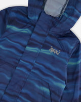 Printed Packable Windbreaker Blue Wave And Black | Deux par Deux | Jenni Kidz