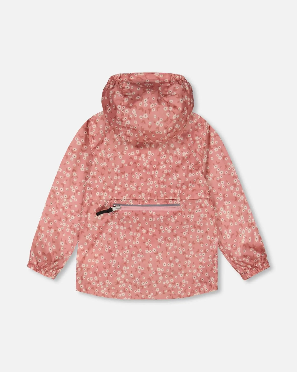 Printed Packable Windbreaker Small White Flowers On Pale Pink | Deux par Deux | Jenni Kidz