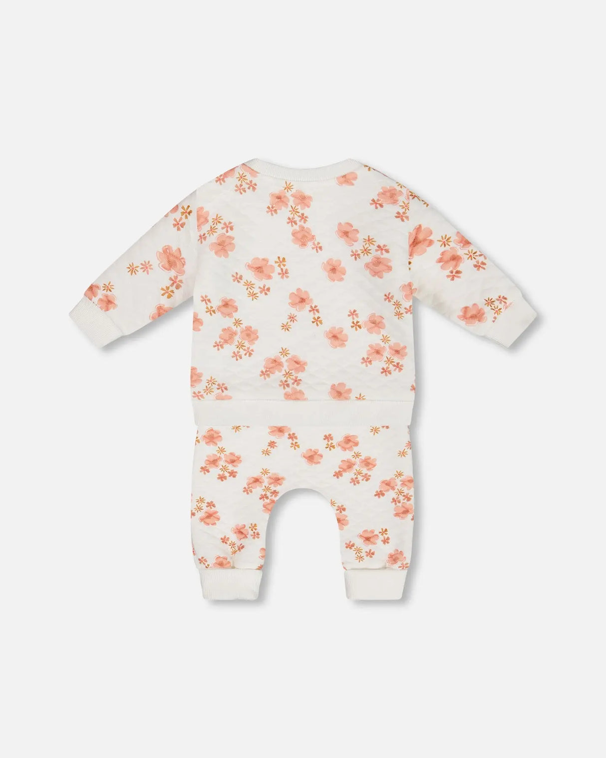 Printed Quilted Top And Pant Set White And Pink Flowers | Deux par Deux | Jenni Kidz