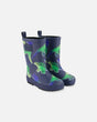 Printed Rain Boots Blue And Green Dino On Navy | Deux par Deux | Jenni Kidz