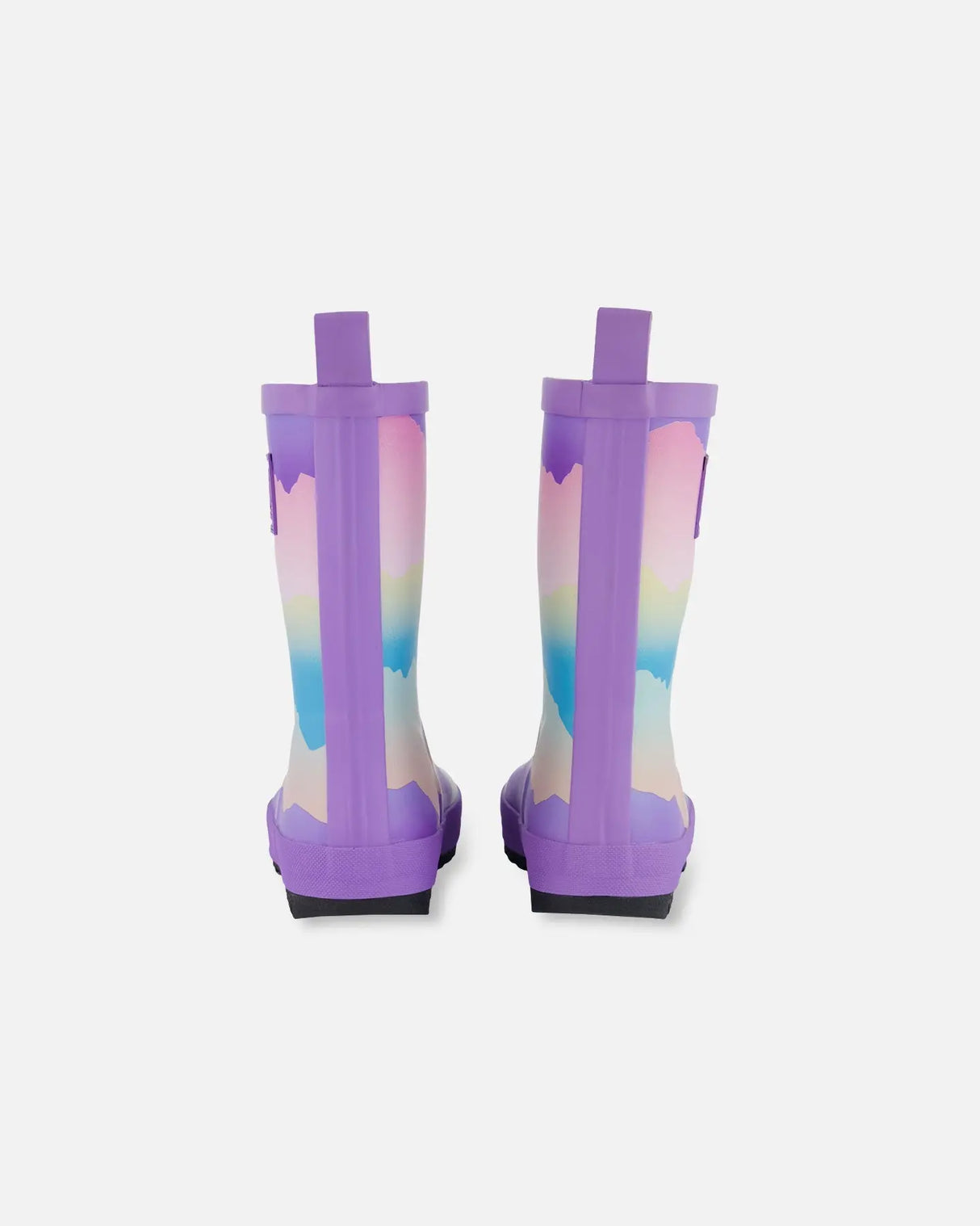 Printed Rain Boots Mauve And Blue, Pink Mountain | Deux par Deux | Jenni Kidz