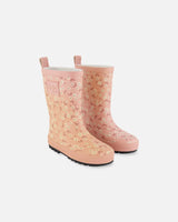 Printed Rain Boots Small White Flowers On Pale Pink | Deux par Deux | Jenni Kidz