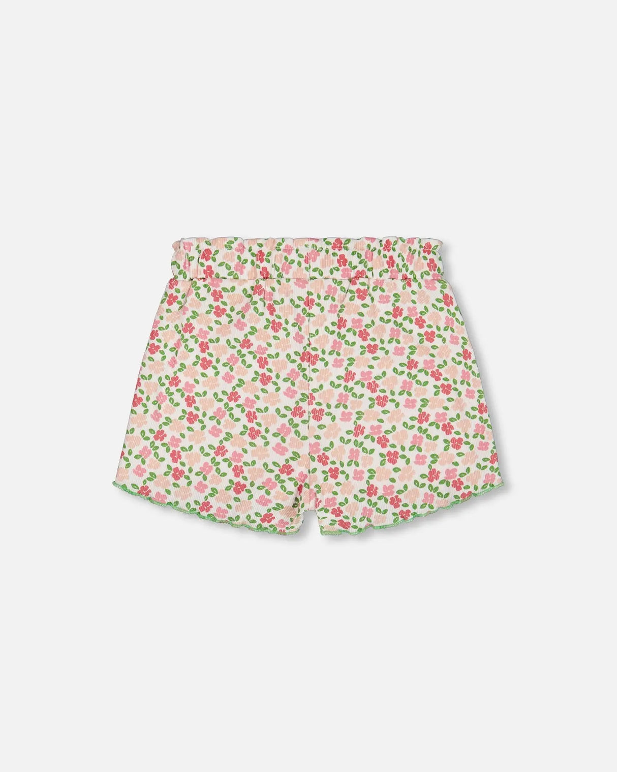 Printed Ribbed Short Small Flowers On White Background | Deux par Deux | Jenni Kidz