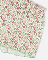 Printed Ribbed Short Small Flowers On White Background | Deux par Deux | Jenni Kidz