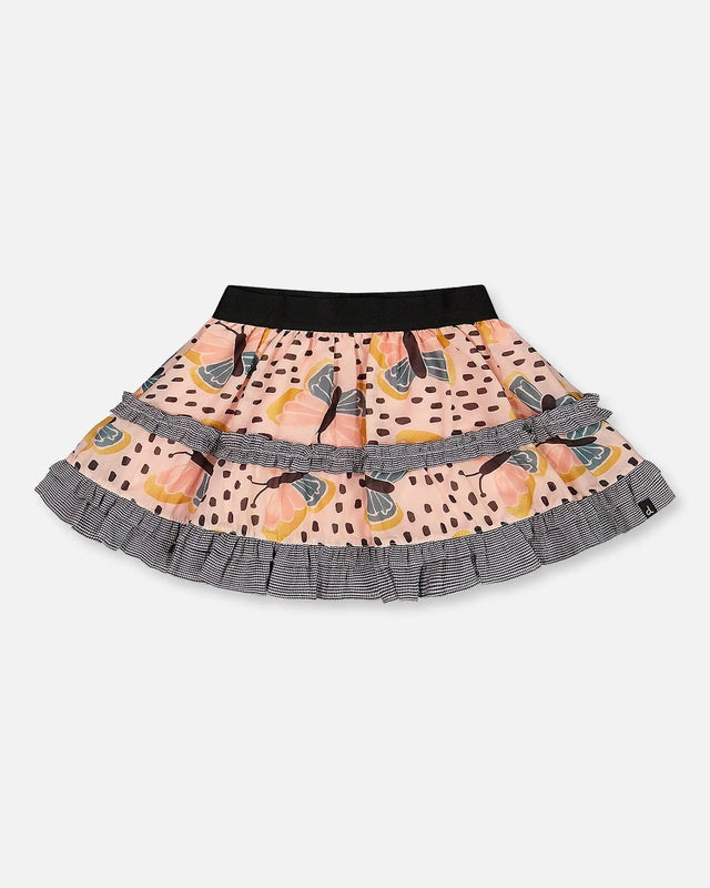 Printed Ruffle Skirt Black And Pink Butterflies | Deux par Deux | Jenni Kidz