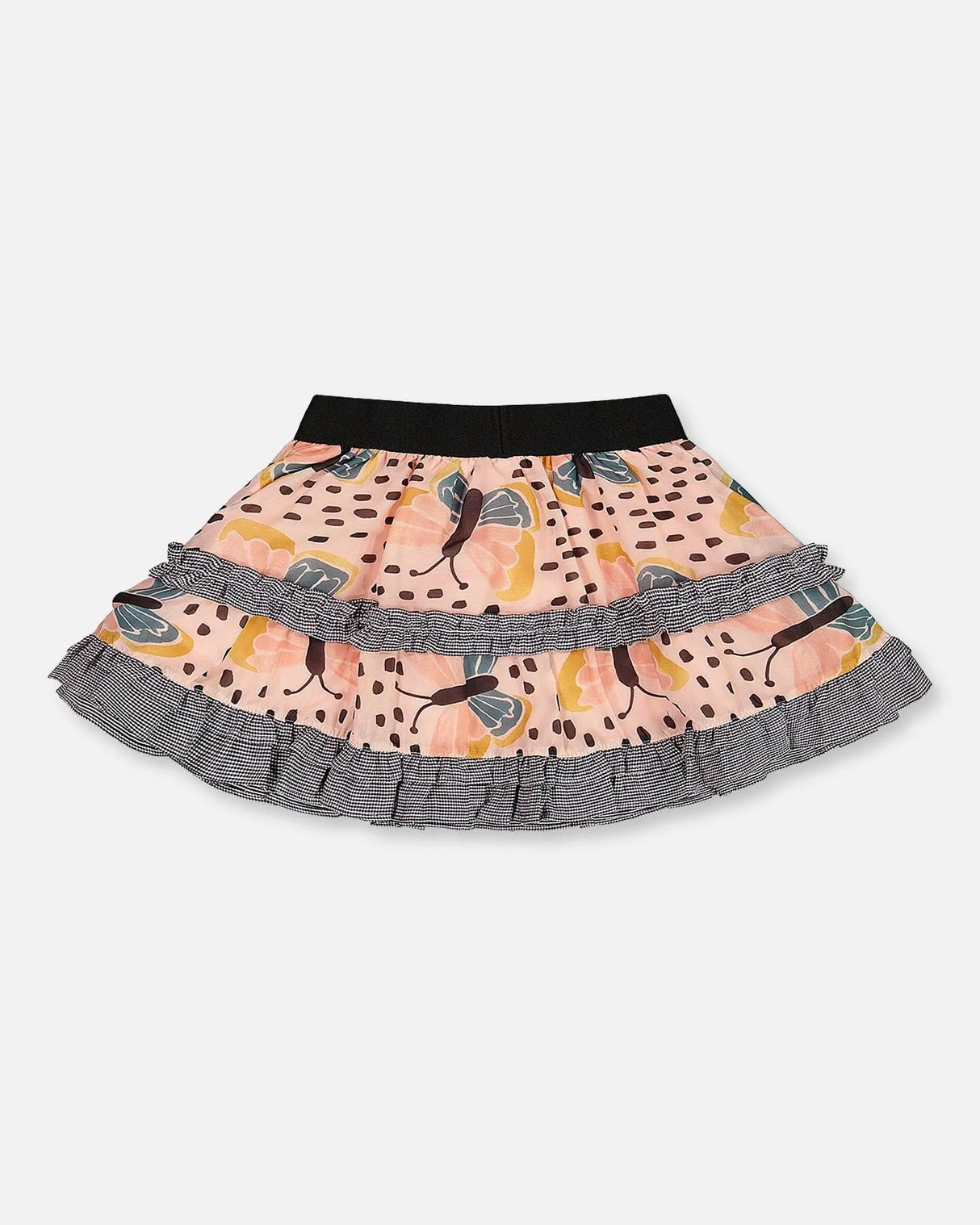 Printed Ruffle Skirt Black And Pink Butterflies | Deux par Deux | Jenni Kidz