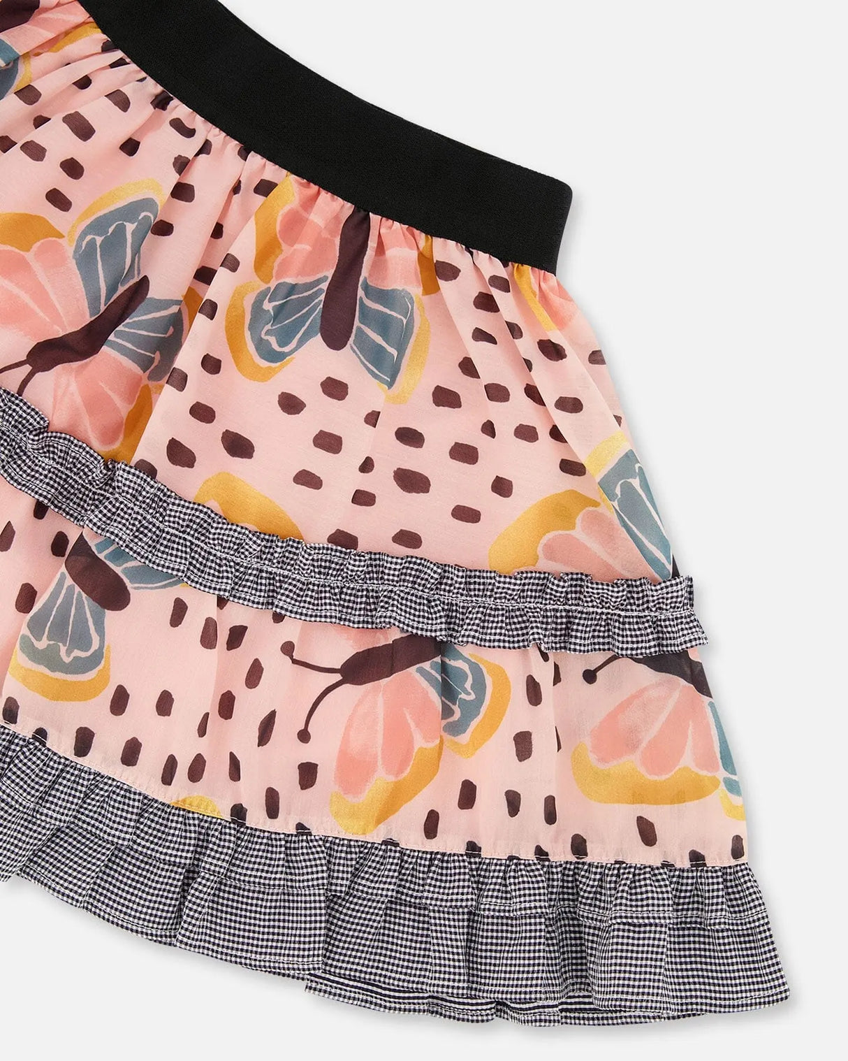 Printed Ruffle Skirt Black And Pink Butterflies | Deux par Deux | Jenni Kidz