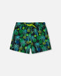 Printed Swim Trunks Green Jungle On Black | Deux par Deux | Jenni Kidz