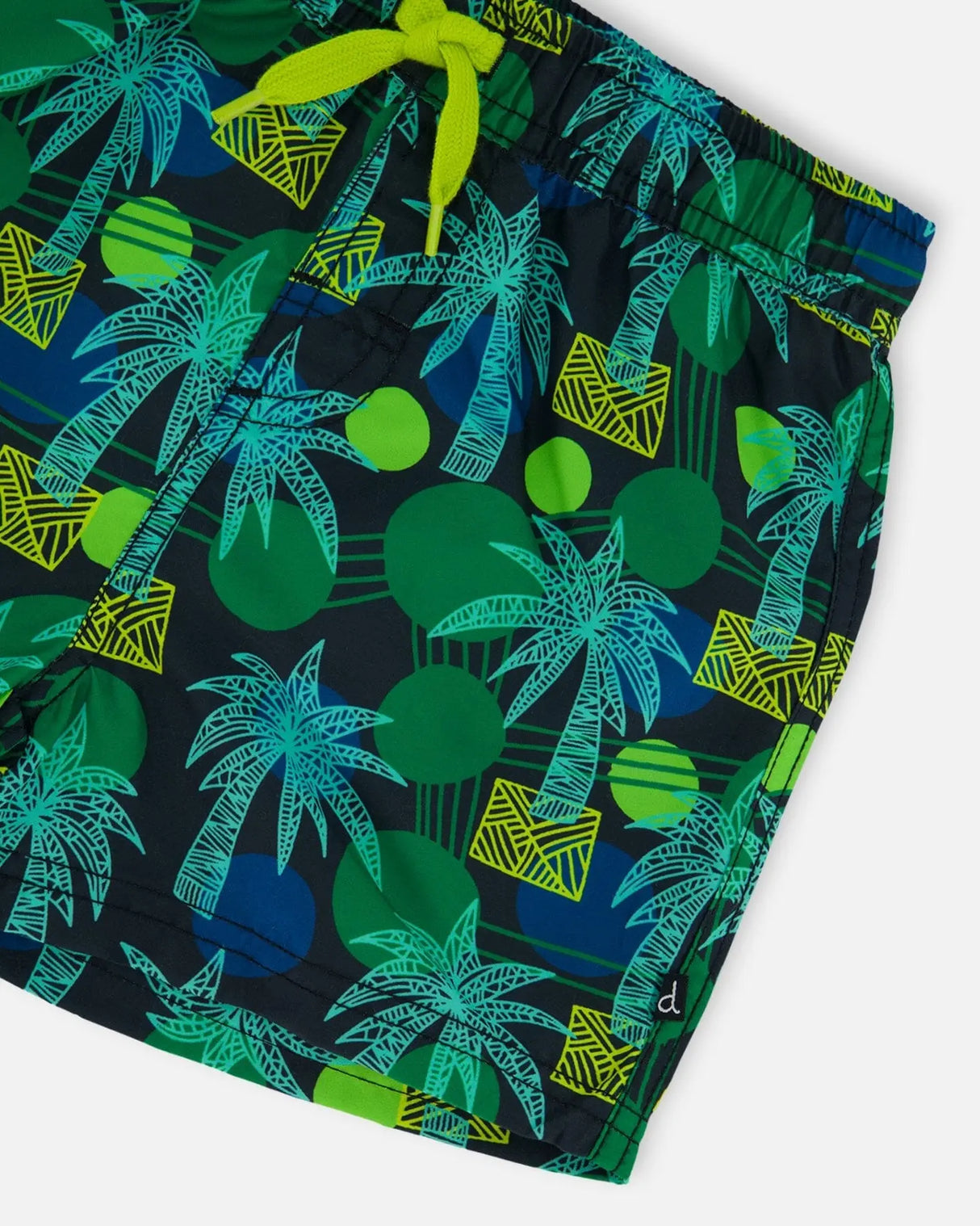 Printed Swim Trunks Green Jungle On Black | Deux par Deux | Jenni Kidz