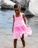 Printed Terry Beach Dress Pink And White | Deux par Deux | Jenni Kidz