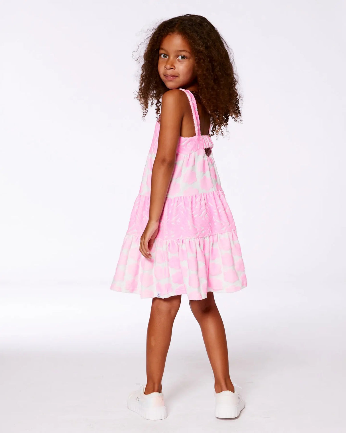 Printed Terry Beach Dress Pink And White | Deux par Deux | Jenni Kidz