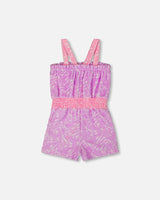 Printed Terry Cloth Romper Vibrant Pink And White | Deux par Deux | Jenni Kidz