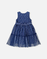 Printed Tiered Dress Blue With Daisy Print | Deux par Deux | Jenni Kidz