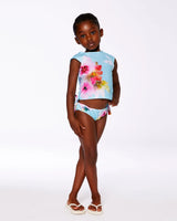 Printed Two-Piece Swimsuit Turquoise And Pink Flowers | Deux par Deux | Jenni Kidz